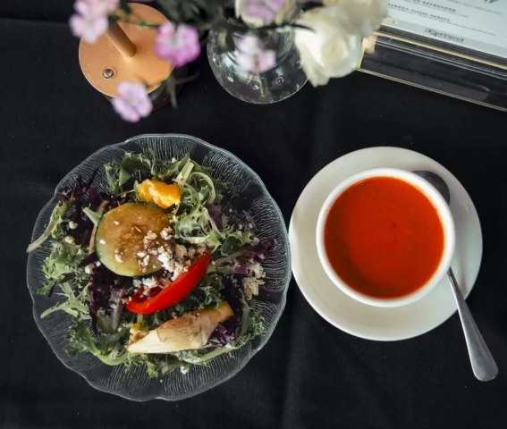 Soup and salad at Ferrucci Ristorante in Downtown Panama City